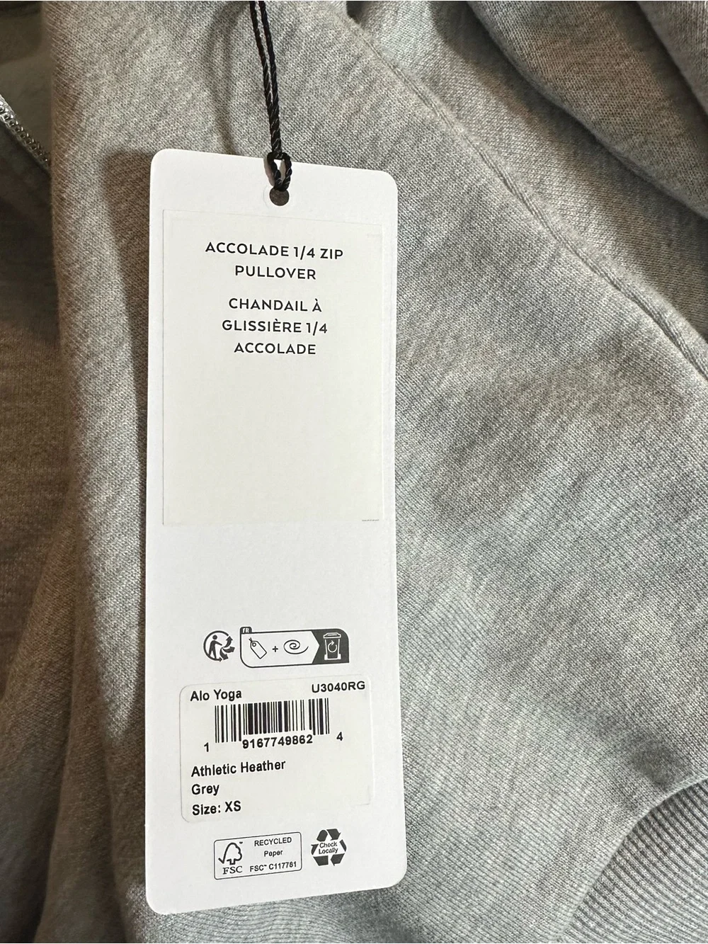 •nwt• Alo Accolade Quarter-Zip Pullover in Grey - Picture 9 of 9